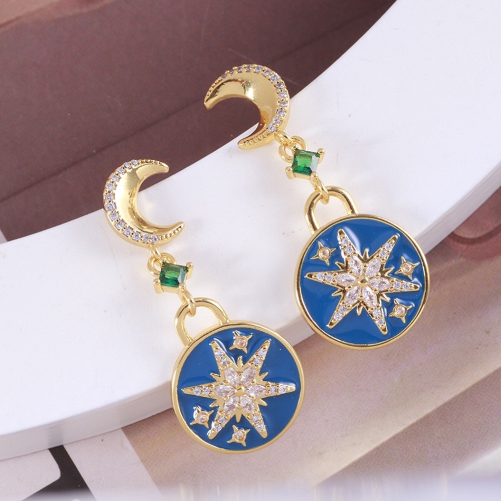 Kate Spade Enamel Star and Moon Disc Earrings